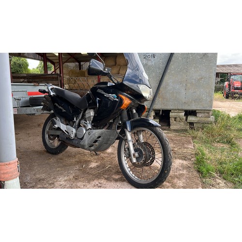 221C - Honda Transalp Motorcycle. 2002. 647cc
Not in runninig order but was running last year. 
Reg LL02 JY... 