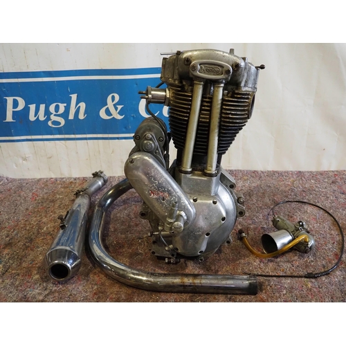 1055 - Norton 500cc racing engine with magneto, dynamo, upswept exhaust and AMAL carburettor. Tuned motor. ... 