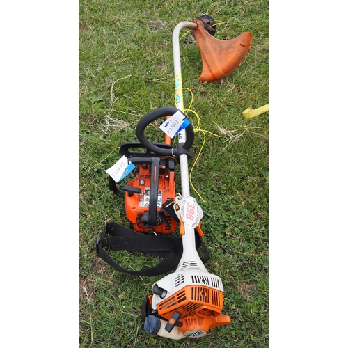 398 - Stihl strimmer and Echo top handled chainsaw