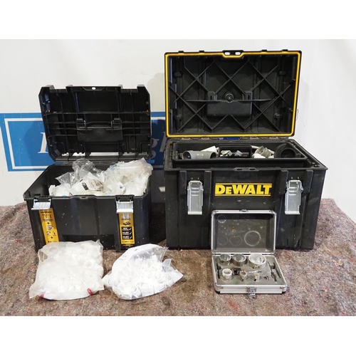 259 - DeWalt toolboxes and contents to include pipe fittings and cutters etc