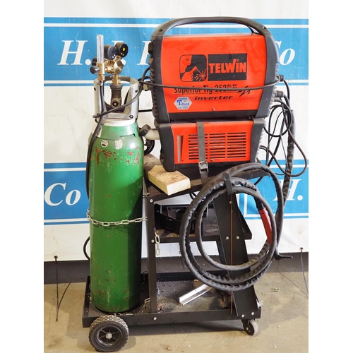 325 - Telwin Superior Tig 252 welder complete bottle and trolley