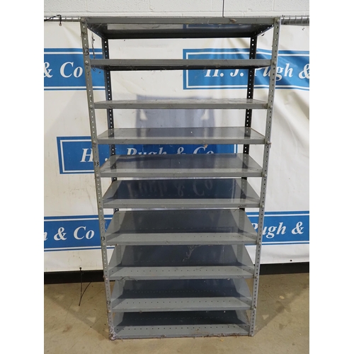 345 - Metal racking with 10 shelves 72