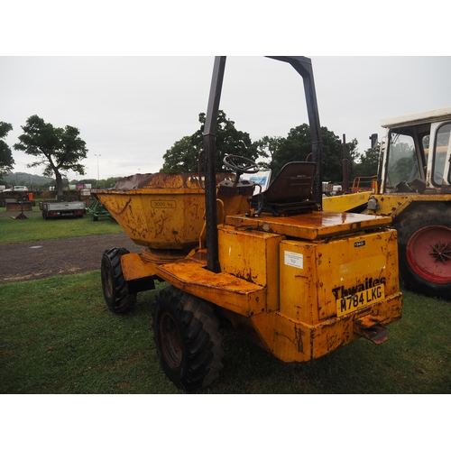 1593 - Thwaites swivel 3 ton dumper, 1995. Reg. M784 LKG