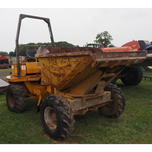 1593 - Thwaites swivel 3 ton dumper, 1995. Reg. M784 LKG