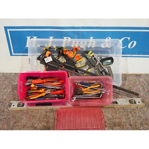 349 - Rapid bar clamps, G clamps and assorted hand tools