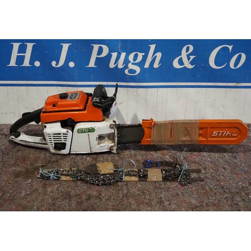 362 - Stihl O41 AV petrol chainsaw with spare bar and chains