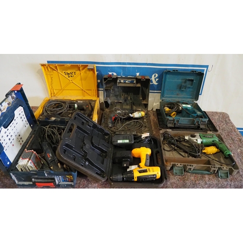 462 - Bosch multi-tool and assorted drills to include Bosch, JCB and Makita