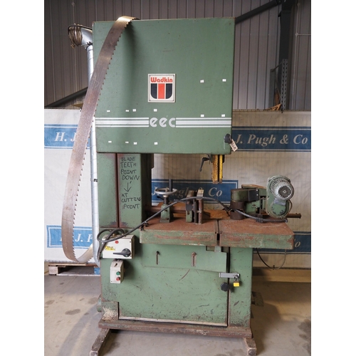 548 - Wadkin bandsaw with power 3 phase. Requires new stop button