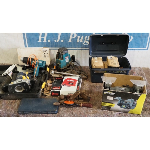 571 - Makita router, heat gun, plane, nails etc.