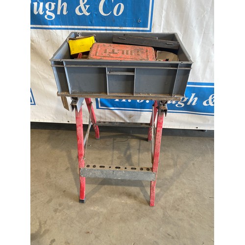 629 - Folding bench and box of tools