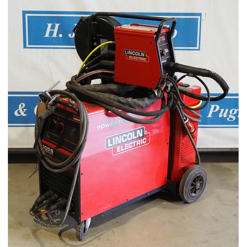 635 - Lincoln Electric Powertec 505S synergic water cooled mig welder c/w umbilical wire feed unit