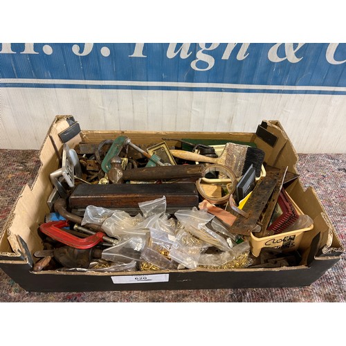 620 - Box of tools to include Oilstones and hardware tools