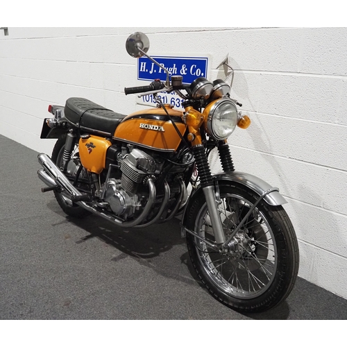 863 - Honda 750-4 motorcycle, 1971, 750cc.
Frame no. CB7501118119
Engine no. CB7501117934
Runs and rides, ... 
