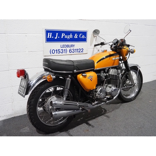 863 - Honda 750-4 motorcycle, 1971, 750cc.
Frame no. CB7501118119
Engine no. CB7501117934
Runs and rides, ... 