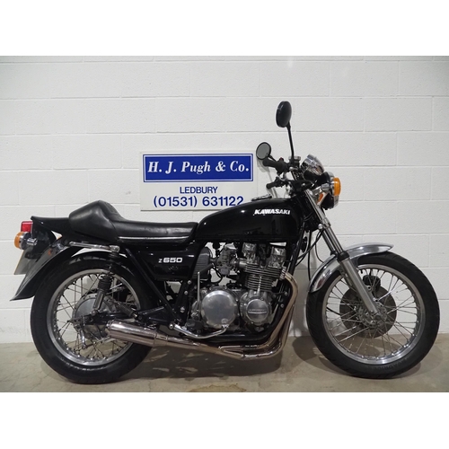 869 - Kawasaki Z650 B1 motorcycle, 1977, 649cc.
Frame no. 020809
Engine no. 032098
Not run for 12 months b... 