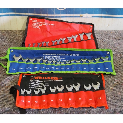 1936 - 3 Sets of spanners, 12 piece, 10 piece and 16 piece