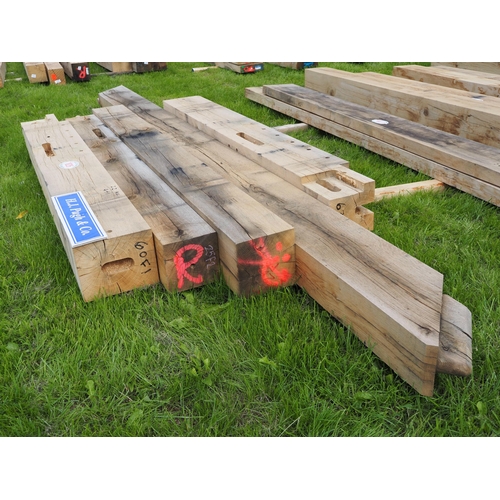 1026 - Machined oak beams, average 2.2m - 4 + 1 other