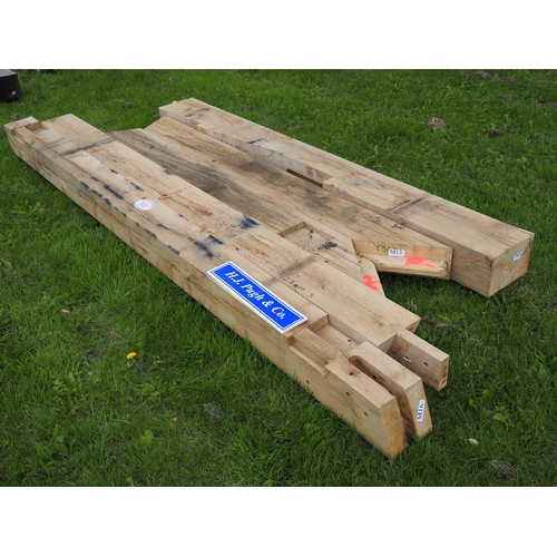 1037 - Machined oak beams, average 2.7m - 5