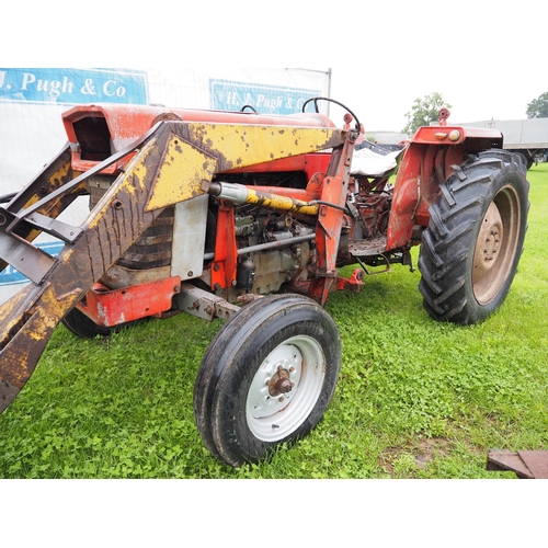 1501 - Massey Ferguson 165 tractor. 5598 hours showing. Starts and runs, c/w loader and bucket. S/No. 58853... 
