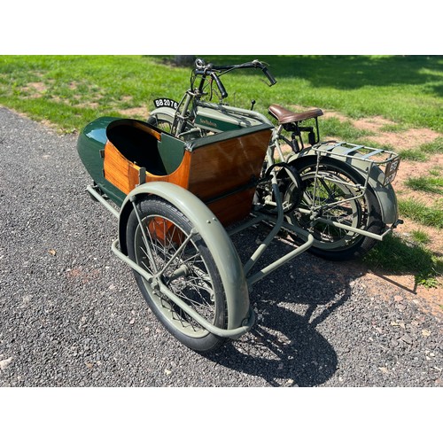 835 - New Hudson Big Six motorcycle sidecar outfit. 1914. 770cc
Engine no. 1022
Has had a complete strip d... 