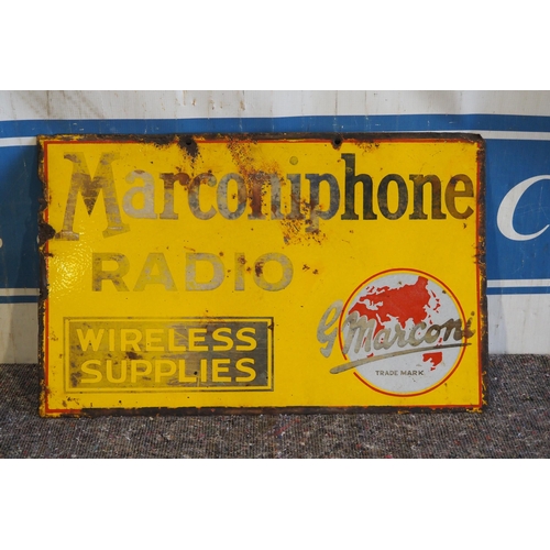 290 - Double sided enamel sign - Marconiphone Radio and Marconi Valves 15