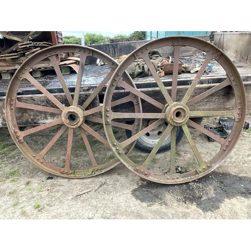 600 - John Fowler wheels. Believed to originate from a water cart. 5ft Dia