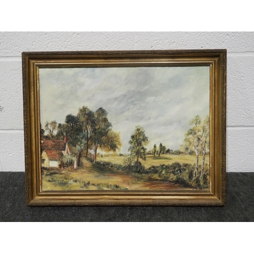 294 - Framed painting of a country side scene 13