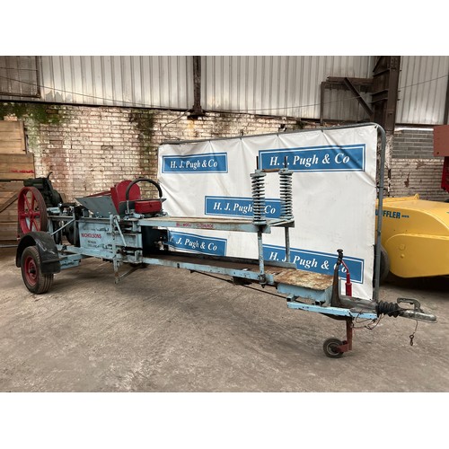 172 - Nicholson Newark baling press, in working order with Petter engine fitted on rubber wheels