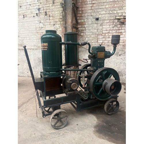 182 - Lister CS stationary engine on trolley, 1935. 6HP. S/No. 95991. Crack in engine block