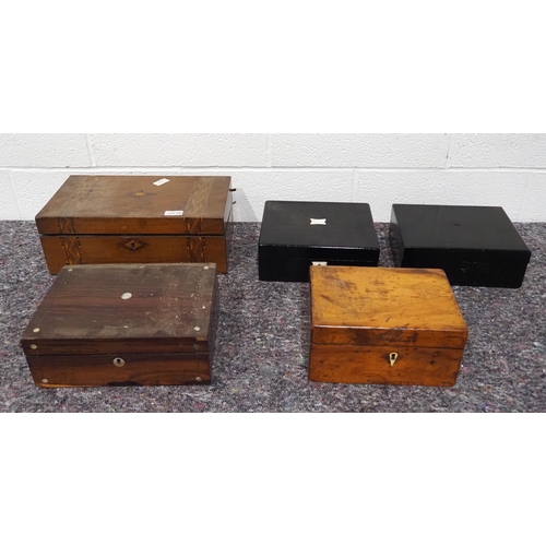 52 - Antique writing slopes and wooden boxes AF - 5
