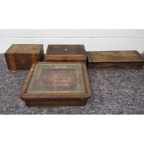 61 - Antique wooden boxes and glass topped display box AF - 4