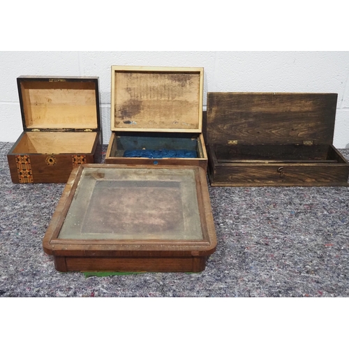 61 - Antique wooden boxes and glass topped display box AF - 4