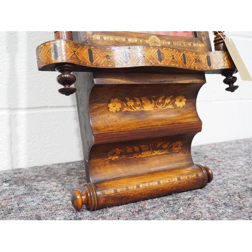 284 - Anglo American walnut inlay wall clock with scroll design bottom