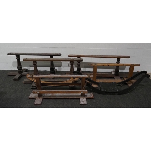 66 - Assorted wooden rocking stands/ bases