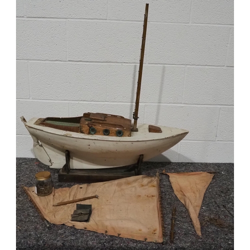 30 - 1920s Model sailing ship with all fittings ready for restoration 34