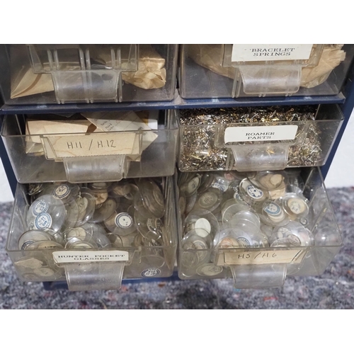 22 - Quantity of assorted watch hands in plastic drawer unit