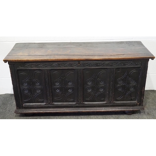 434 - Oak coffer with carved detailing 54