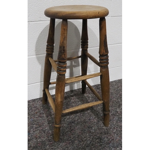 387 - Antique ash and elm stool 28