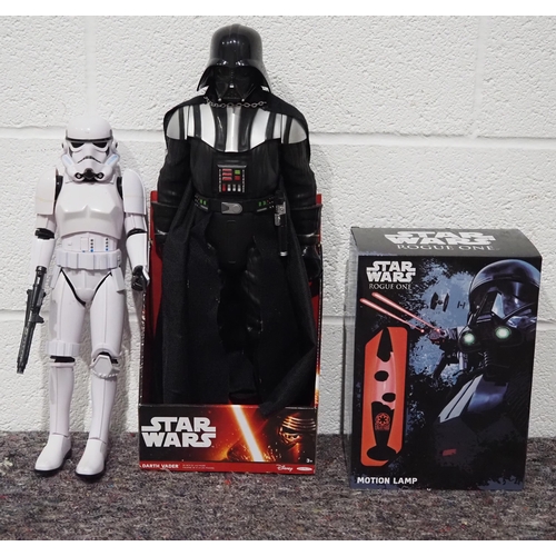 319 - Darth Vader model, Clone Trooper model and Star Wars lava lamp