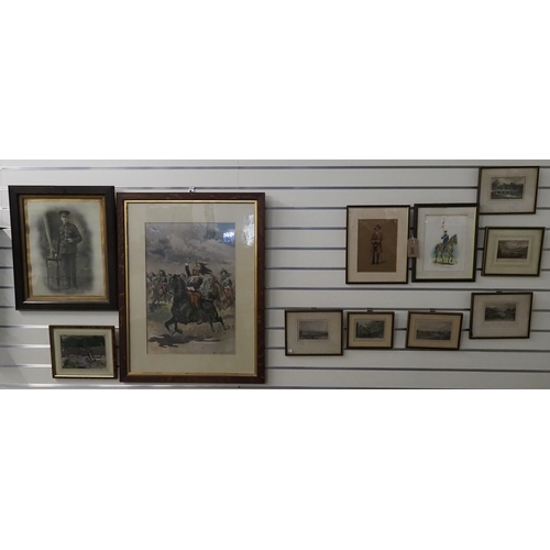 290 - Quantity of framed prints to include Hereford Regiment soldier