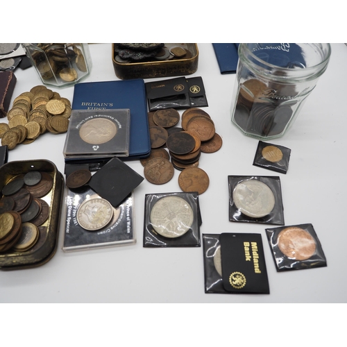 184 - Large collection of assorted British pre decimal coins and former bank safety despot box with 2 keys... 