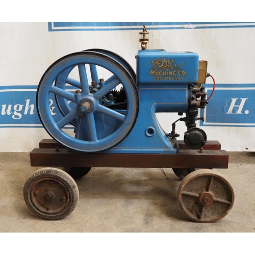 189 - The Jaeger stationary engine, model A15H, 2hp. SN. 3E, on 4 wheel trolley