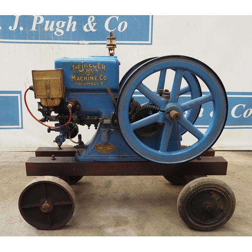 189 - The Jaeger stationary engine, model A15H, 2hp. SN. 3E, on 4 wheel trolley