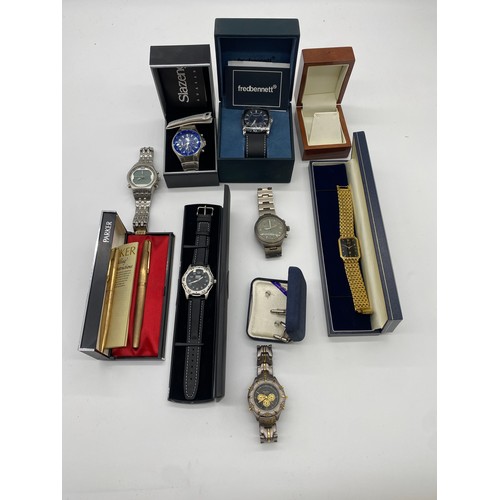 243 - Quantity of wrist watches to include Citizen, Slazenger, Fred Bennet, NGK etc.