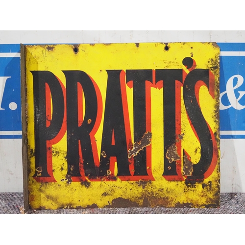 165 - Double sided post mounted enamel sign - Pratt's 18 x 21