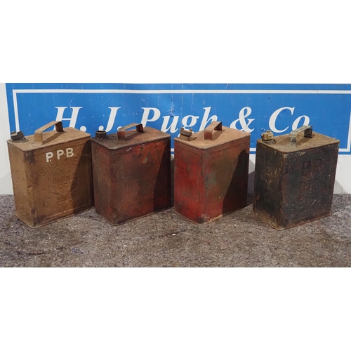 21 - 4 - 2 Gallon fuel cans to include BP Motorspirit and Shellmex