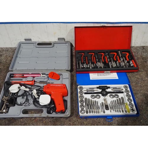 119 - Tap and die set, soldering set and 1 other