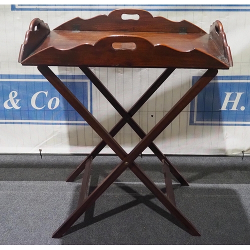 468 - Mahogany butlers trey on folding stand 31