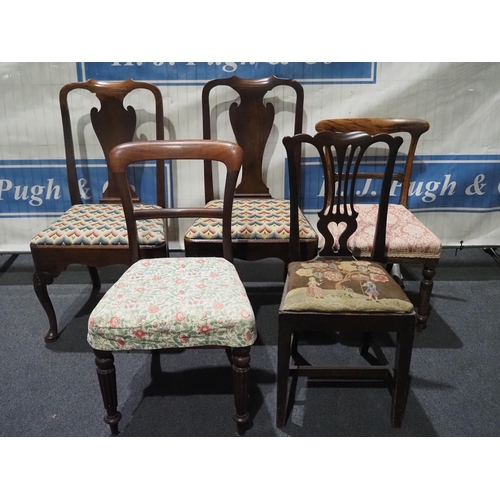 474 - Pair of mahogany dining chairs and 3 others