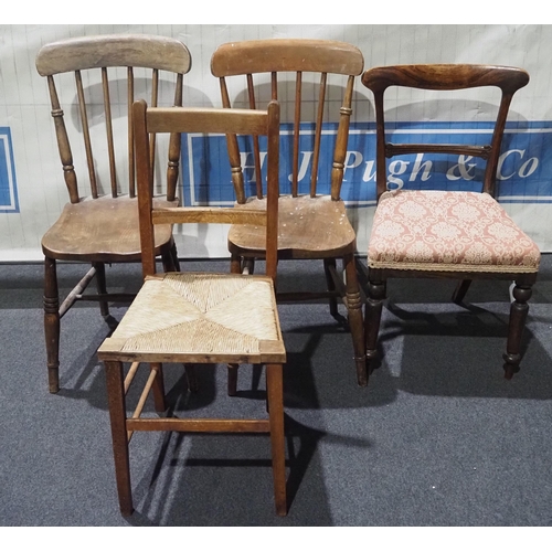 476 - Pair of stick back chairs and 2 others